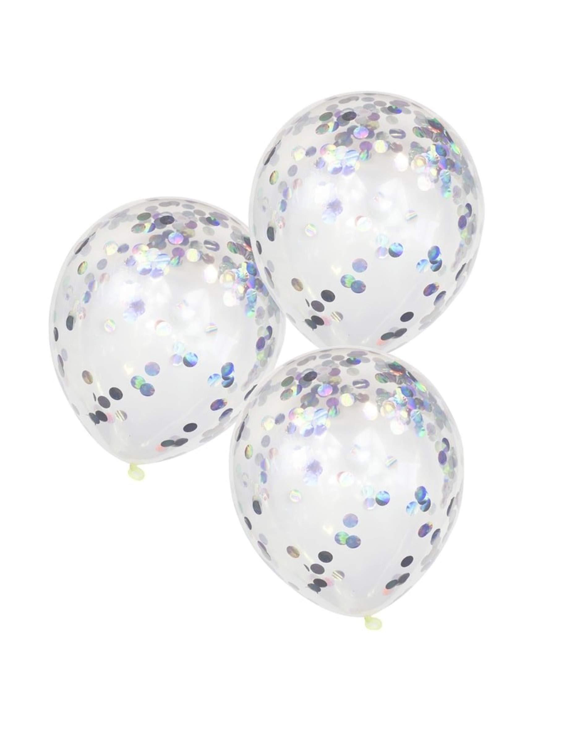 Ginger RaySilver Iridescent Confetti Party Filled Clear Decorative Balloons 5 Pack, One Size