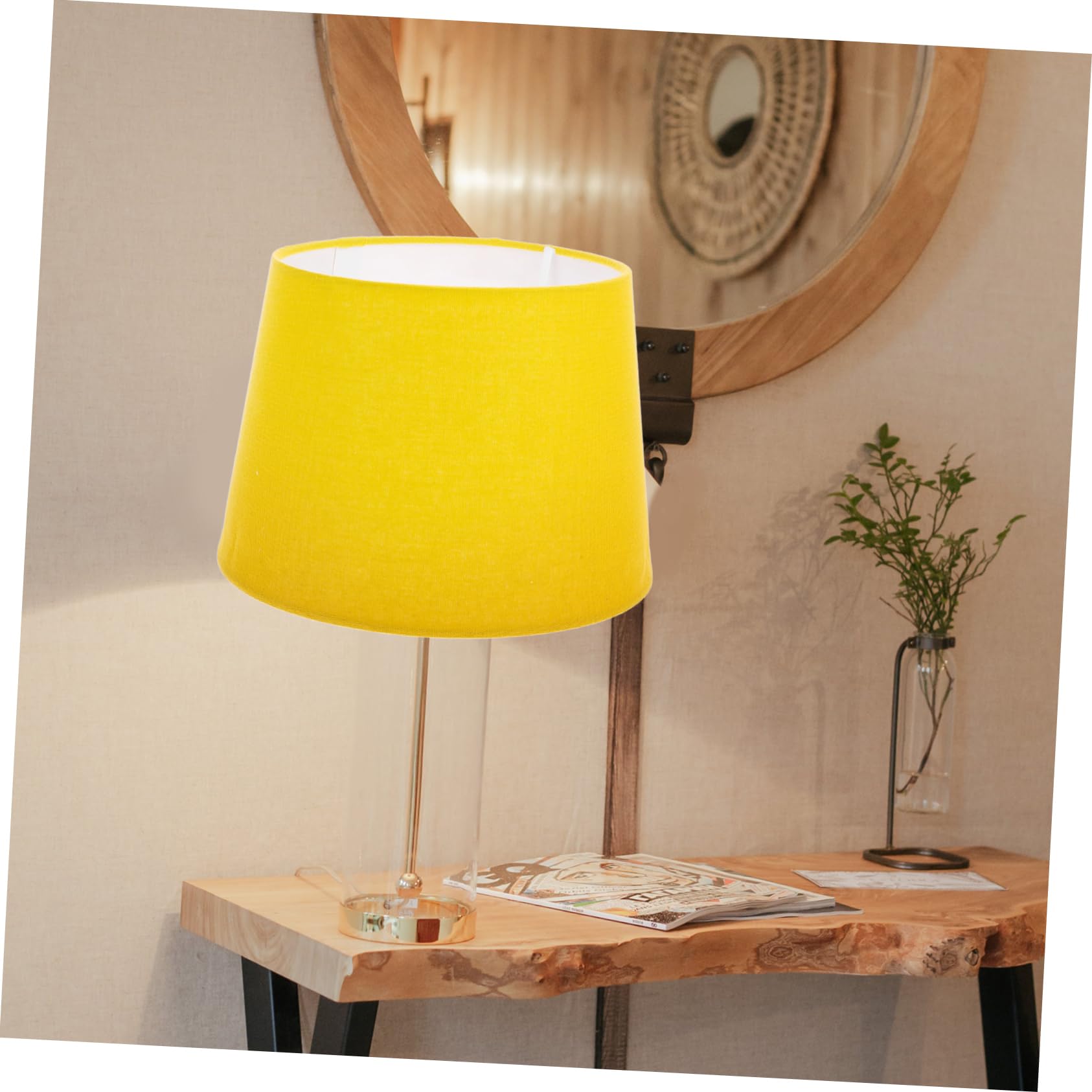 EXCEART Copri Lampada Giallo in Stoffa e Metallo, Facile da Installare, Design Semplice per Lampada da Tavolo o Applique in Camera da Letto