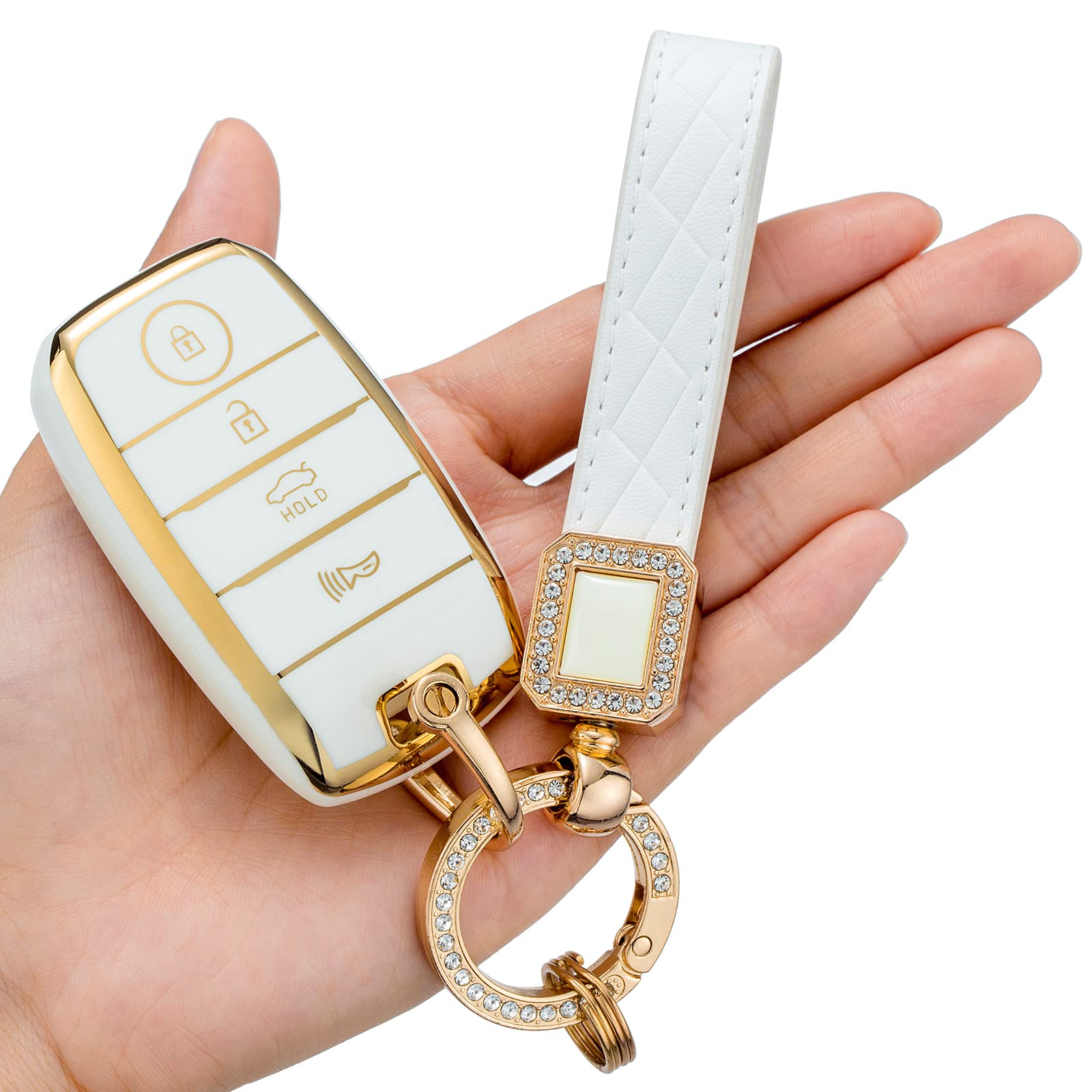 LCWPJWWSLCWPJWWS for Kia Key Fob Cover,Soft TPU 361 Degree Protection for Kia Soul Sedona Carnival NIRO Sorento Sportage Rio Forte Optima Koup Cerato Car Key Shell Case