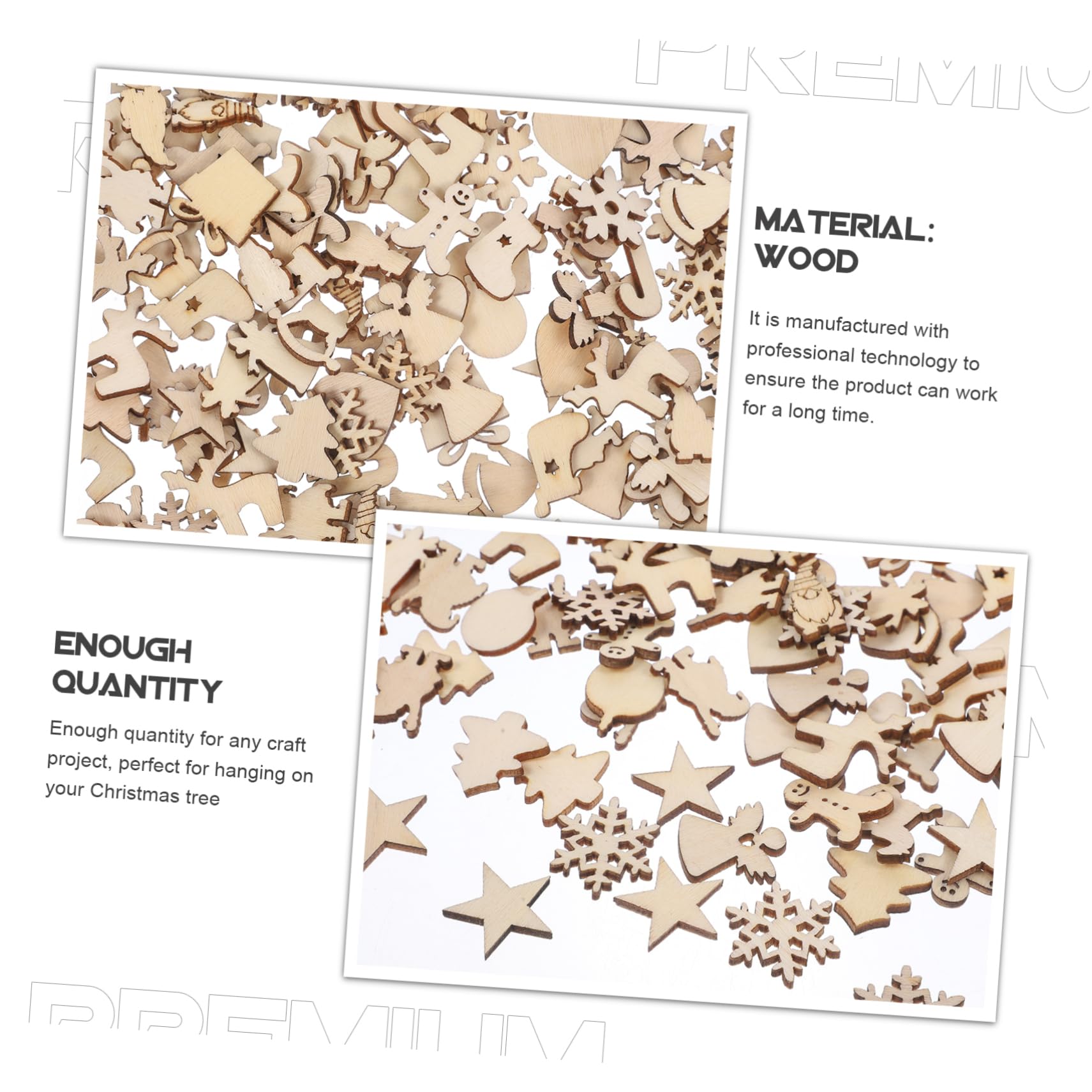 OFFSCH Unfinished Christmas Ornaments Set 300pcs Wood Cutouts for DIY Painting Decorations