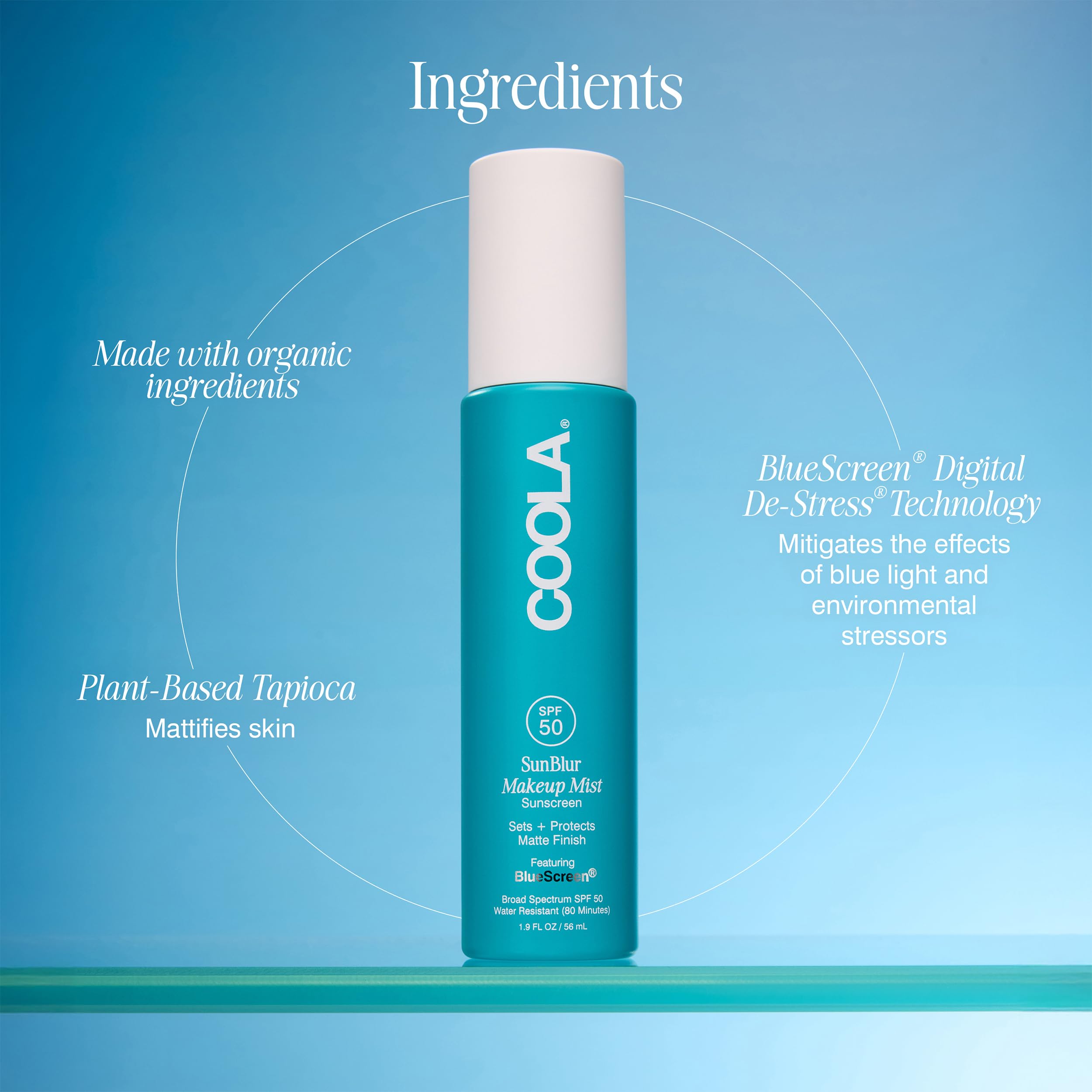 COOLA SunBlur Makeup Mist Sunscreen SPF 50 Matte Setting Spray