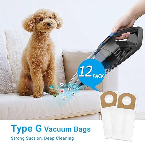 Miniatura 9 de Paquete de 12 bolsas tipo G compatibles con bolsas de vacío Dirt Devil tipo G, aspiradora de mano real, 3010347001, 3010348001, 3103075001