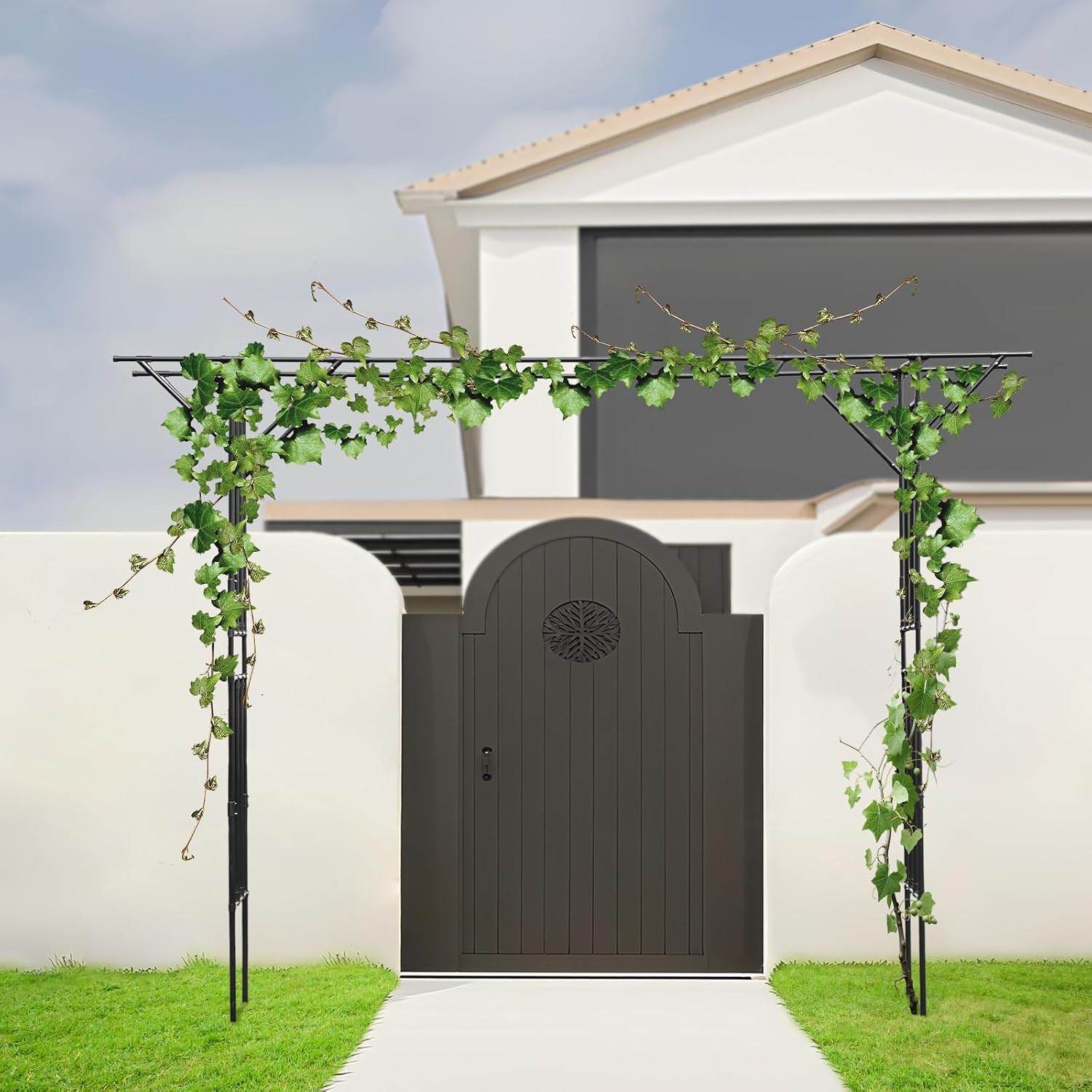 11.8ft L x 8.9ft H Garden Arbor, Wedding Arch for Ceremony, Metal Trellis for Plant Climbing, Outdoor Garden Trellis for Backyard, Lawn