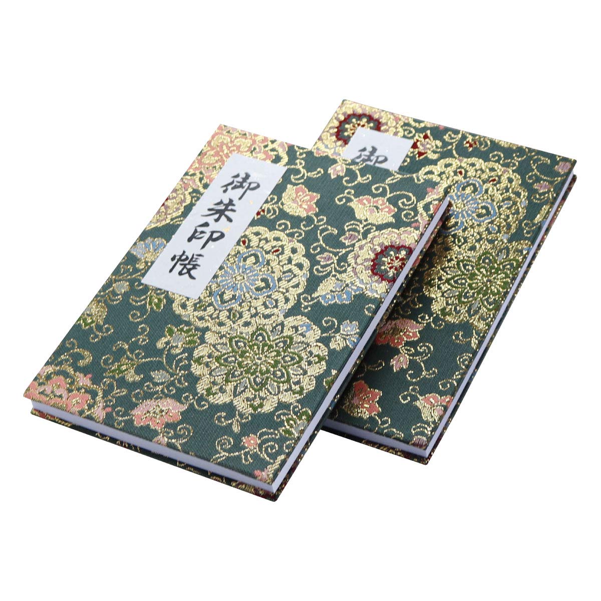 [HOTOKUDO] 'Goshuin-cho' Japanese pilgrimage stamp(note)book with protective cover. (Bellows type, Green. 40 pages, Brocade. H: 6.42" W: 4.41", (import japan))      Office Product