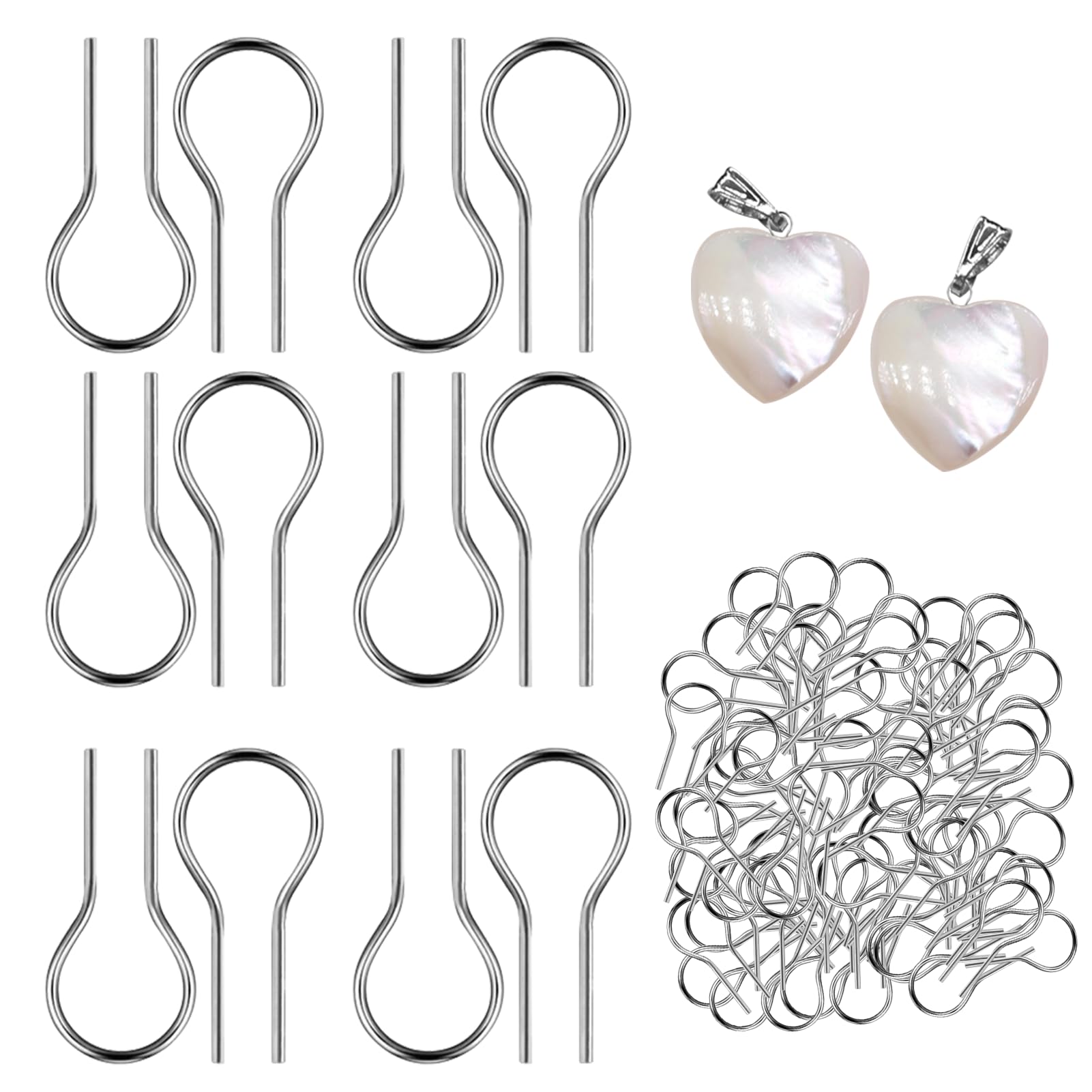100 Pcs Nichrome Wire for Pottery, High Temperature Nichrome Wire Jump Rings, R-Shaped Hanging Burning Needle for DIY Pendant Ornaments, High Temp Fusing Wires for Kiln Ceramic Fused Glass Supplies