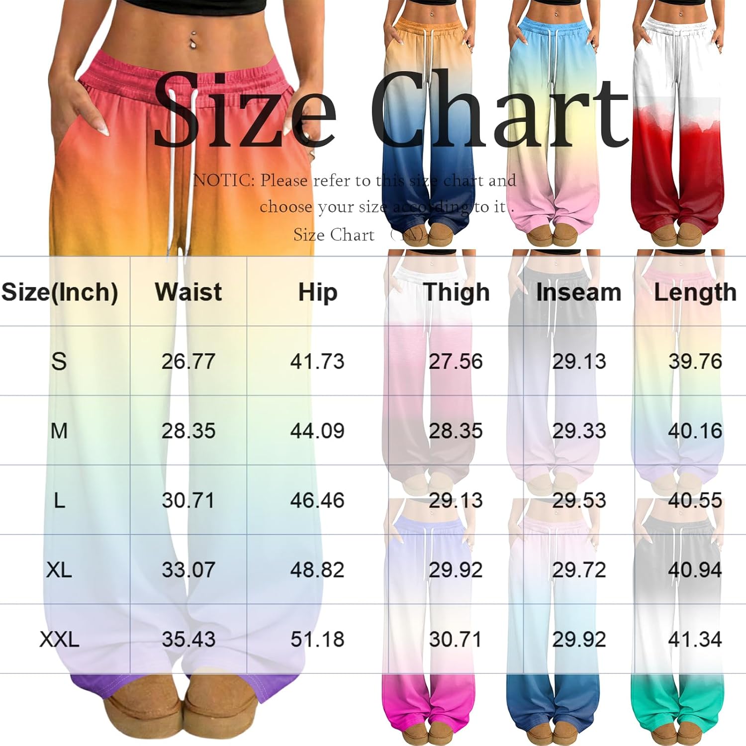 Joggers Women Wide Leg Sweatpants for Rainbow Ombre Colorful Track Pant Y2K Lounge Trousers