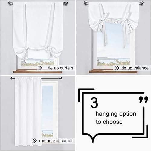 Miniatura 2 de Cortina de ventana de cocina para oscurecer la habitación, con aislamiento térmico, ajustable, para baño, 42 pulgadas de ancho x 45 pulgadas de