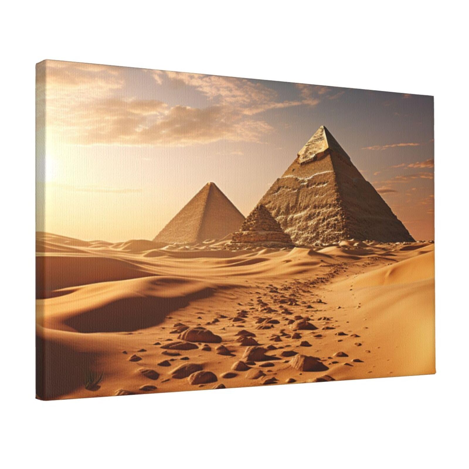 Canvas Wall Art for Living Room Wall Decor 12"x18" Modern Artwork Painting Pictures Hanging Canvas Prints Pyramid Africa Desert Aesthetic Wall Art for Bedroom Bathroom Office Wallart Decor