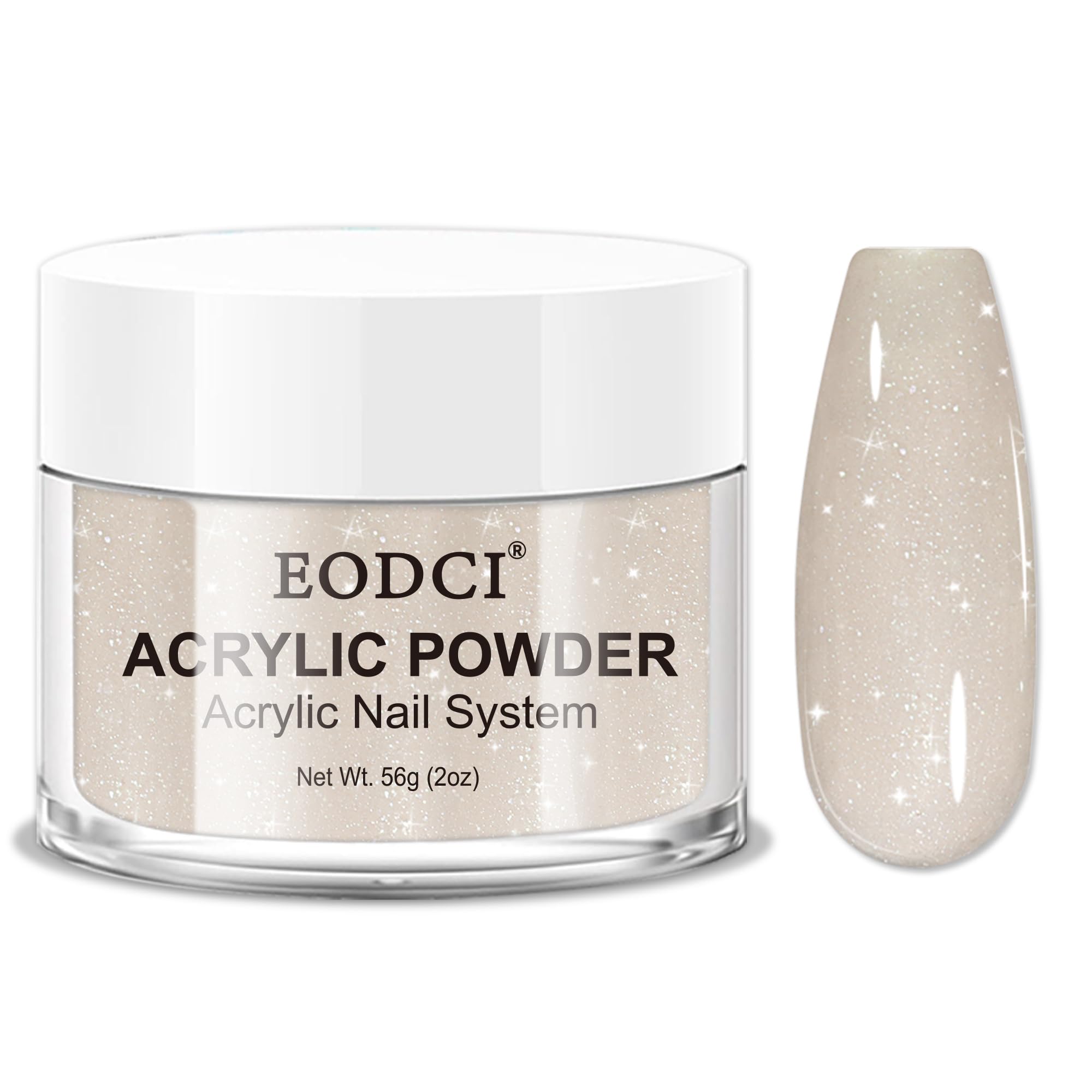 EODCI Glitter Nude Pink Acrylic Nail Powder, 2oz Acrylic Powder Dip for Nails, Long Lasting Salon Quality, Professional Nail Powder for Manicure Nail