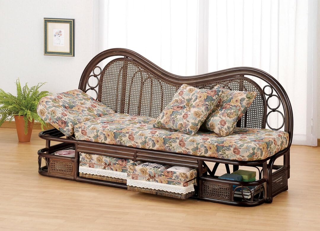 Amazon｜【今枝商店】籐 ラタン カウチソファ AMZY613B 幅165㎝ ダーク