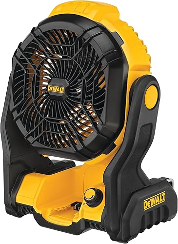 DEWALT 20V MAX Ventilador portátil, ventilador de taller inalámbrico recargable con batería, hasta 4.5 horas de duración, velocidad variable, 650