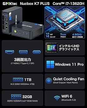 GMKtec ミニpc 第13世代i7 13620H DDR5 16GB+1TB Amazon.co.jp: GMKtec Mini PC 13th Generation Intel Core i7