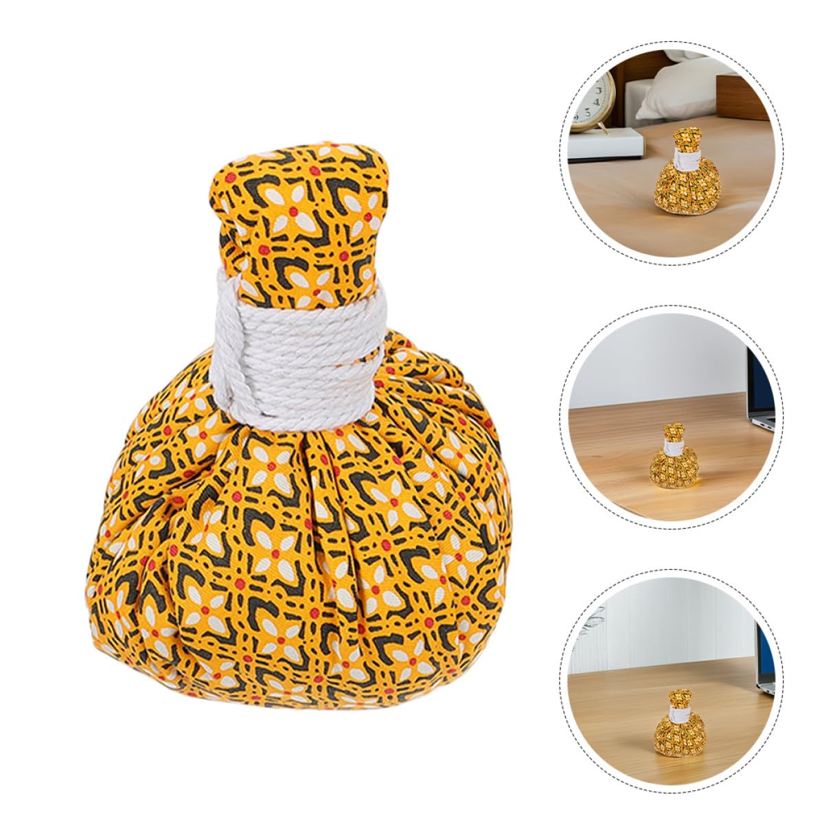 Housoutil 4 Bolas de Masaje Portátiles de Tela Amarilla con Textura Agradable para Masajes en Casa y Viajes, Herramienta Eficaz para Aliviar Músculos y Estrés