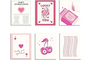 KEUSPI Y2K Pink Gradient Aura Daily Affirmations 8 Ball Queen Lucky You Wall Art Prints