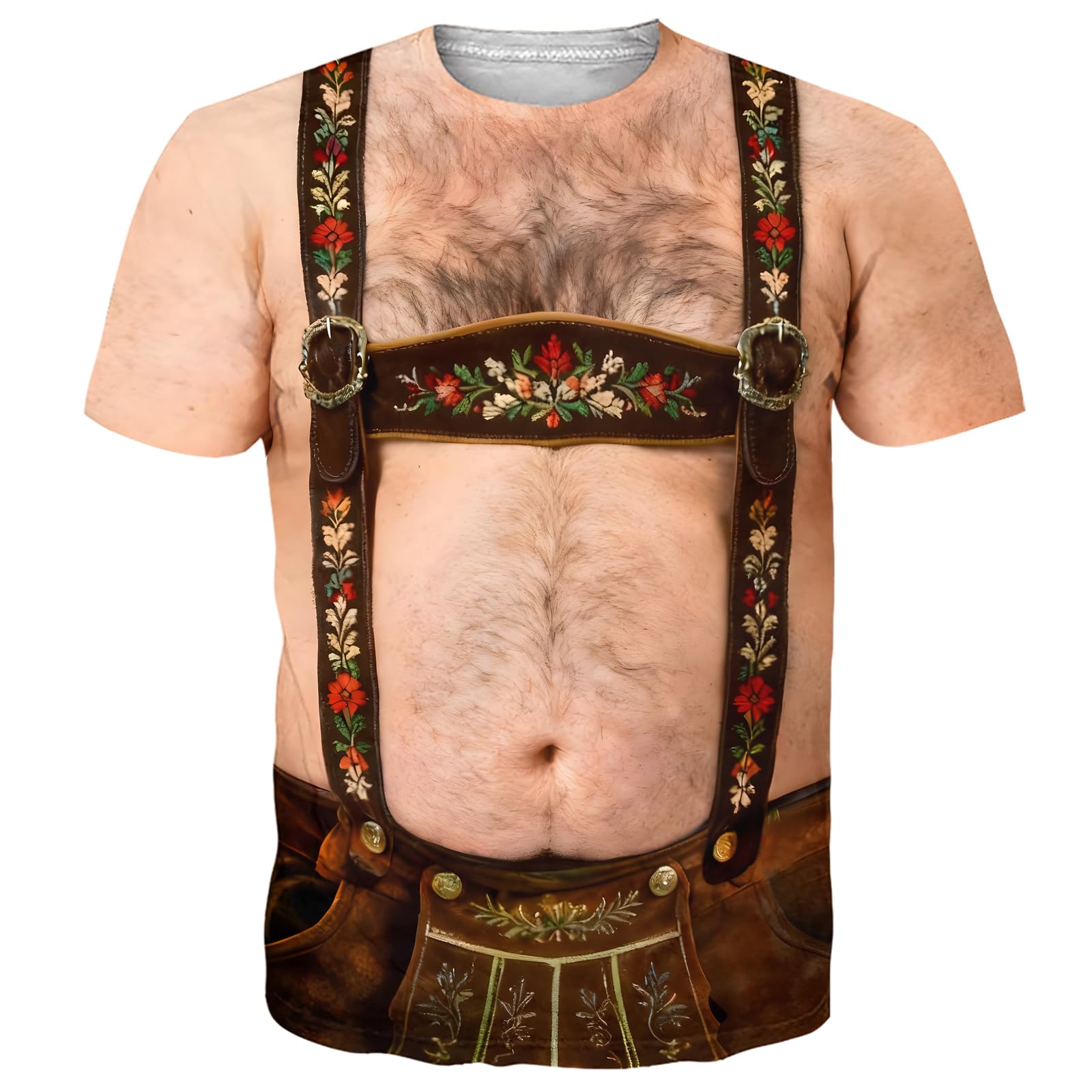 Goodstoworld Unisex 3D Fake Abs T Shirts Shredded Chest Printed Short Sleeve Costume Novelty Tees Shirt