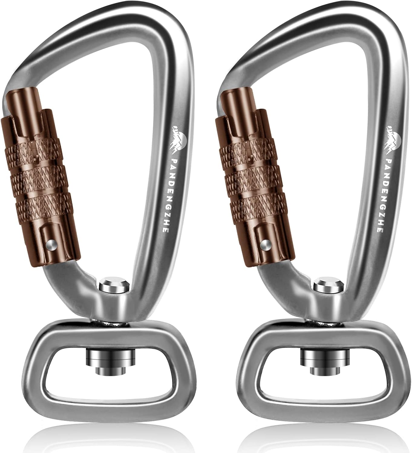 2 Pack Locking Carabiner Clip 2.5" with Swivel Ring for Securing Pets, Dog Leash Harness, Camping, Hiking, Keychains