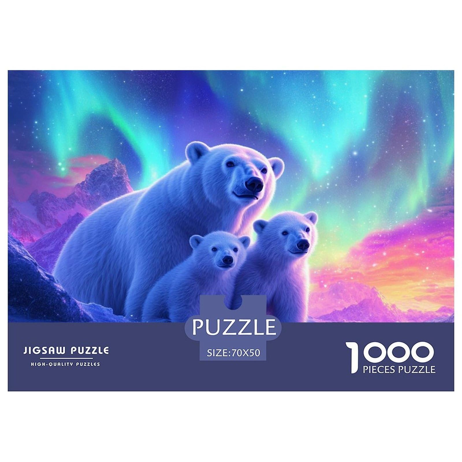 Jigsaw Puzzles Polar Bear 1000 Piece Challenge Toy for Adults,Northern Lights Impossible Jigsaw Puzzles 1000 Pieces Educational Game for Adults Or Families 70x50cm/1000pcs