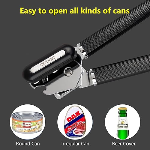 Miniatura 3 de Can Opener Manual, Stainless Steel Can Opener Smooth Edge, Food-Safe Manual Can Opener, Multifunction Bottle Openers with Non-Slip Handle &amp; Large