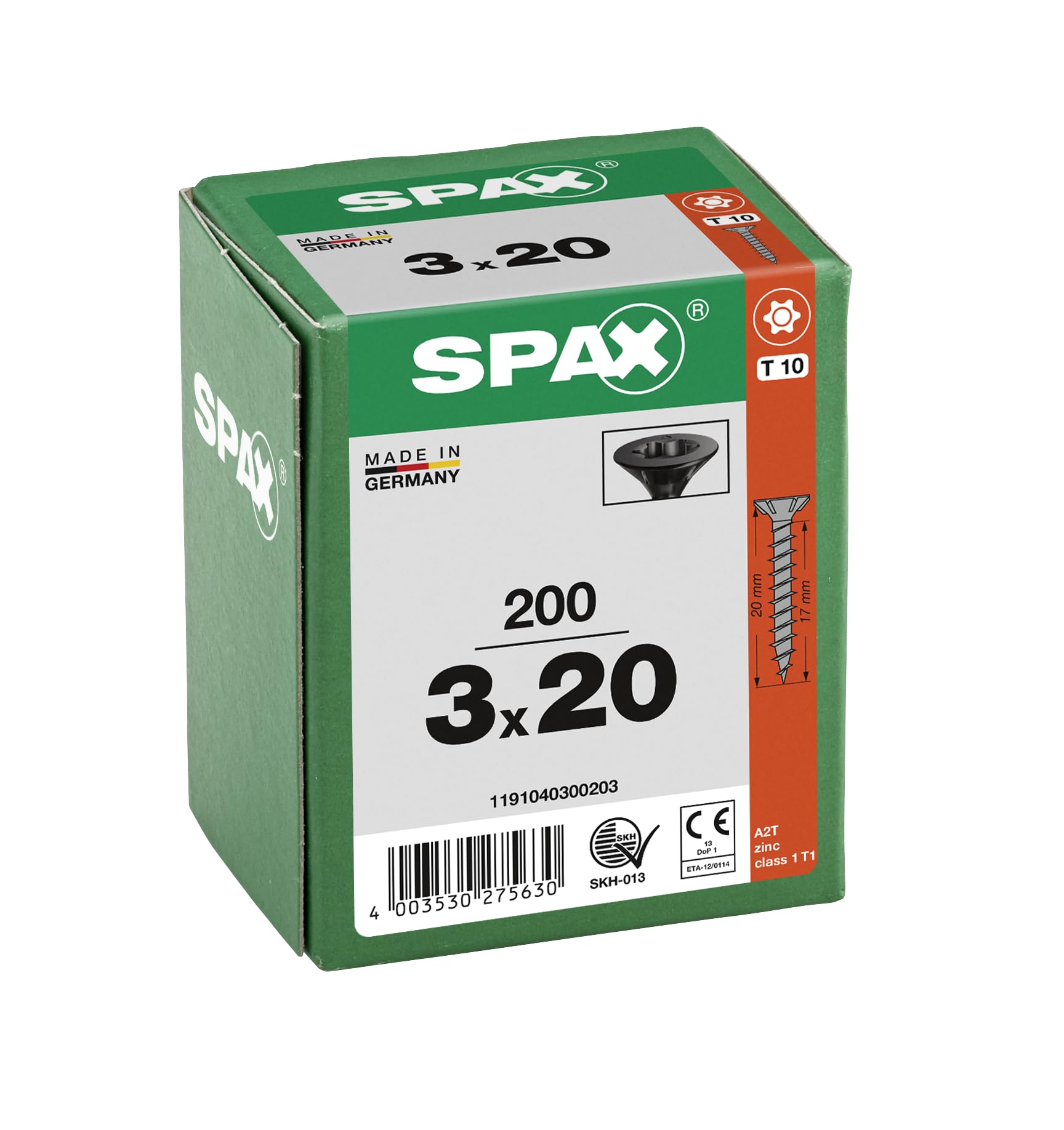 Spax Universalschraube, Senkkopf, schwarz, T-STAR plus, Vollgewinde (3x20 mm 200 Stück) – Ansicht 2