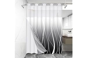 Cortinas De Baño Sin Ganchos - Juego De Cortina De Ducha Moderna Con Rallas