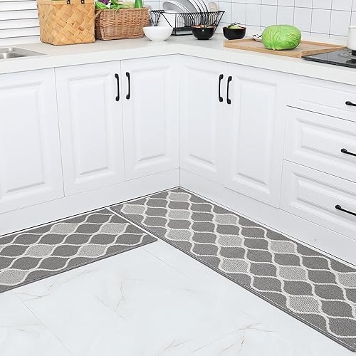 Juego de 2 alfombras y tapetes de cocina antideslizantes y lavables, resistentes a la suciedad, tapetes absorbentes para cocina, fregadero y