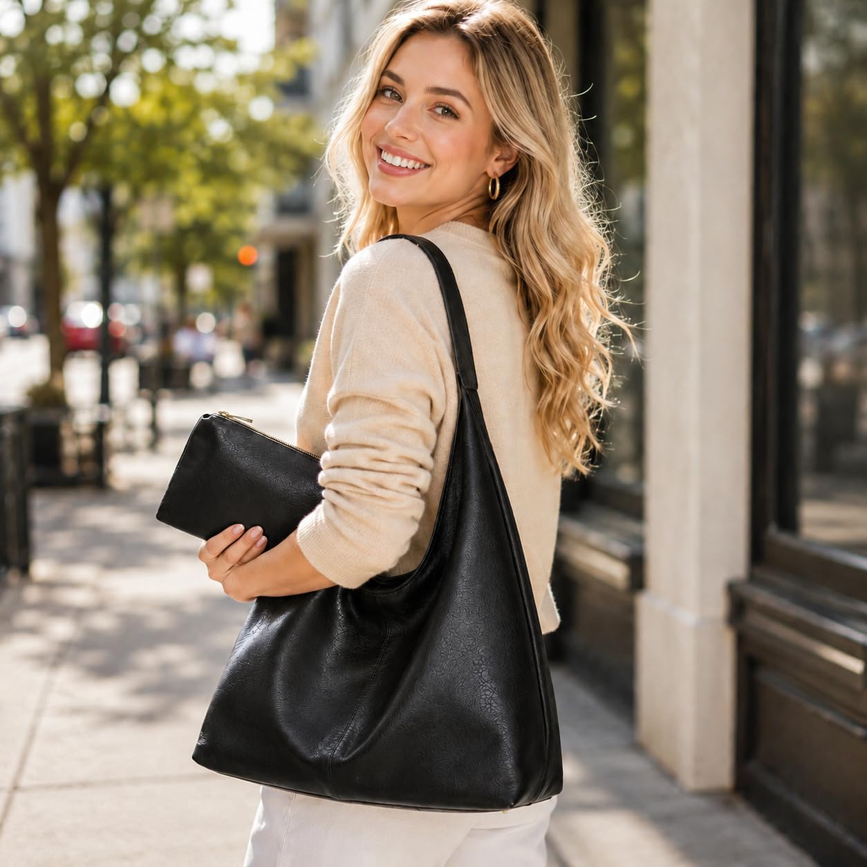 Slouchy Hobo Bags for Women Soft Vegan Leather Shoulder Bag Vintage Crossbody Purse Stylish Everyday Handbags