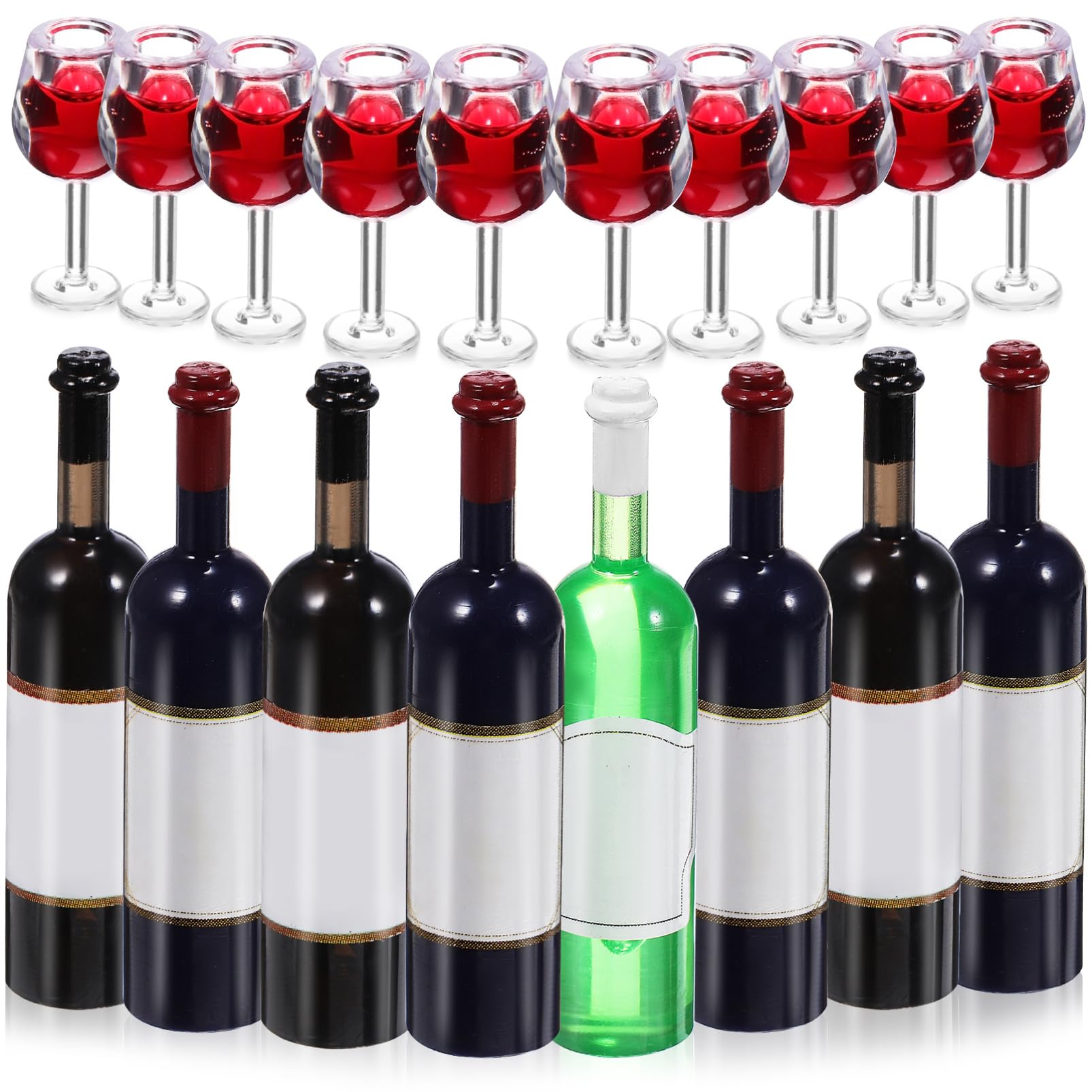 Lot 18 Bouteilles Et Verres à Vin Miniatures 1:12 – Accessoires Maison De Poupée