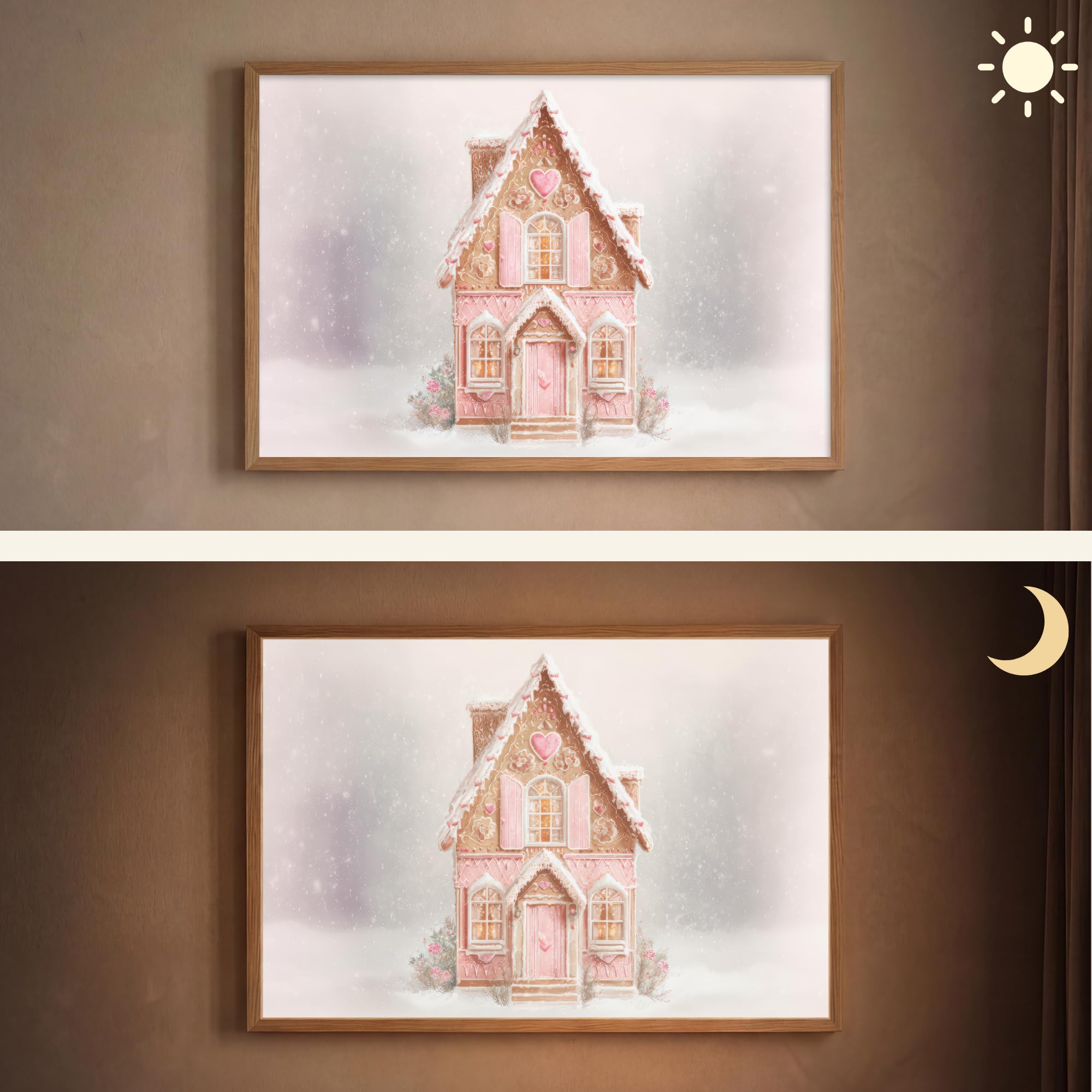 Wandleuchte Flur 100x70 cm Aufladbar Wand Lampe Wandleuchten Innen Modern LED Lampen Wandlampen Wall Light Wandlicht Wohnzimmer Wandlampe Dimmbar Häuschen - Zucker - Pastell