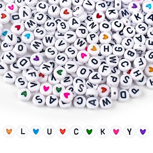 1000PCS Colourful Letter Beads for Threading, 4 x 7 MM,