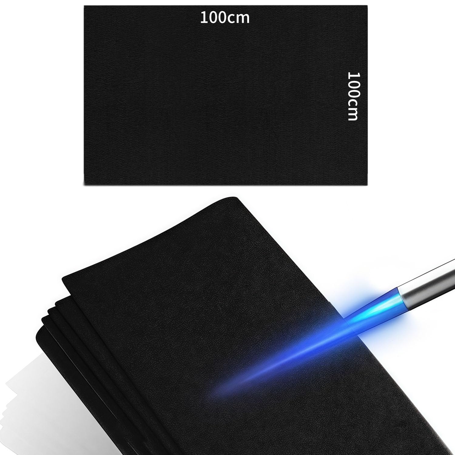 Base ignífuga de 100 x 100 cm, resistente al calor hasta 1400 °C, perfecta para soldar, protección fiable en negro, ideal como esterilla ignífuga