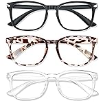 WINTOO Blue Light Glasses for Woman Men | 99% Blue Light Blocking Glasses for Computer Gaming TV Phone Screen Square Frame | Anti Eyestrain & UV Glare Protection - 3 Pair