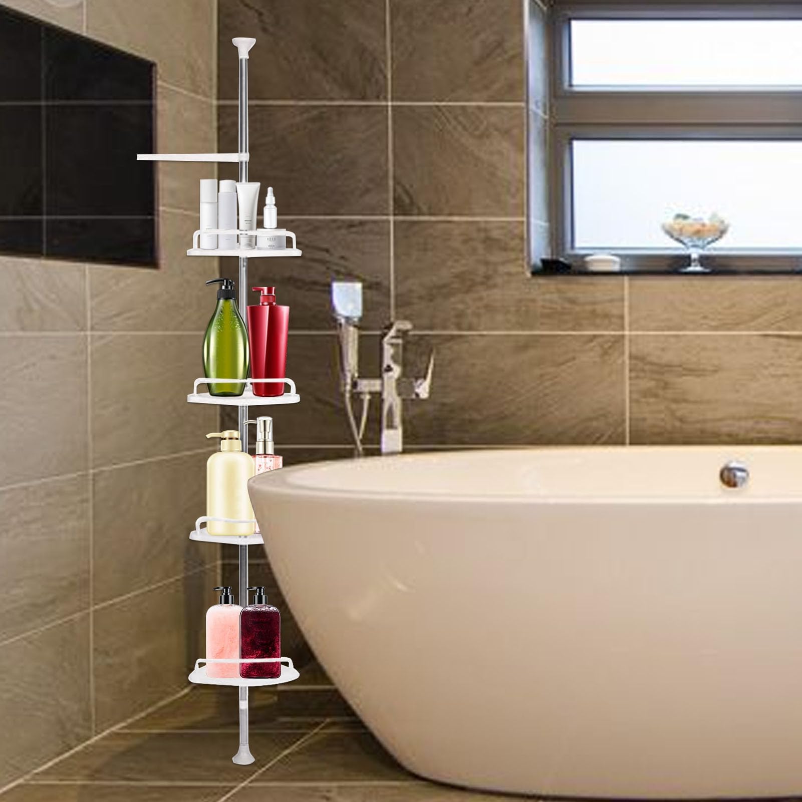 Estante esquinero de baño inoxidable de 25 x 25 cm, almacenamiento de acero inoxidable de varios niveles para ducha y baño, estante de esquina que ahorra espacio, accesorio de baño duradero
