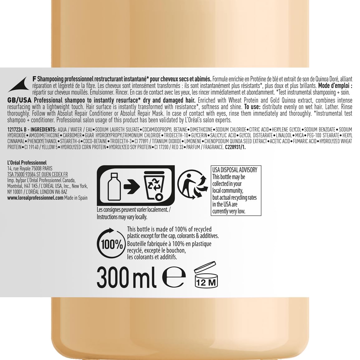 L’Oréal Professionnel Absolut Repair Champú Reconstructor 500 ml