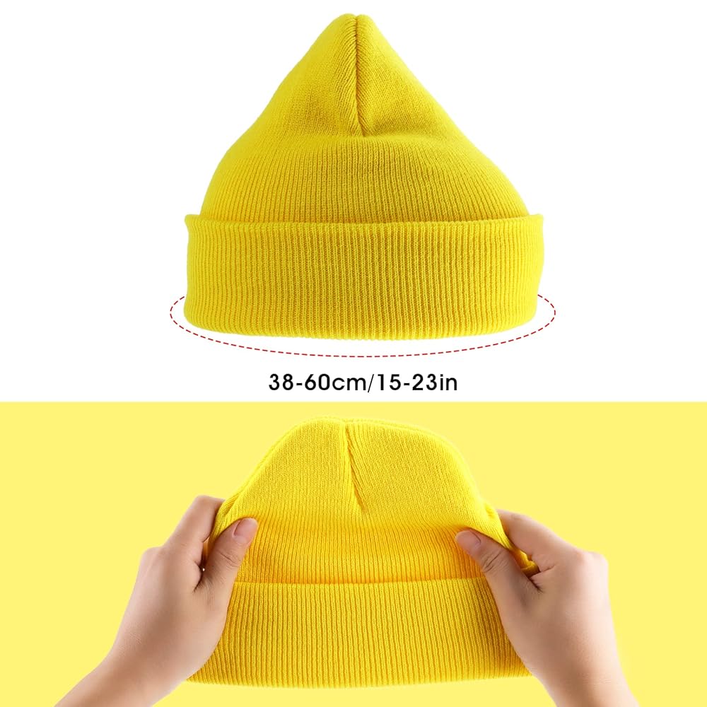 Lusofie Yellow Beanie Hat Knit Fisherman Beanie Y2K Skull
