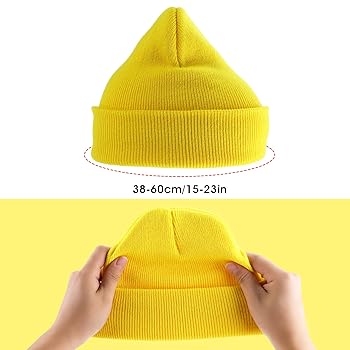 Lusofie Yellow Beanie Hat Knit Fisherman Beanie Y2K Skull