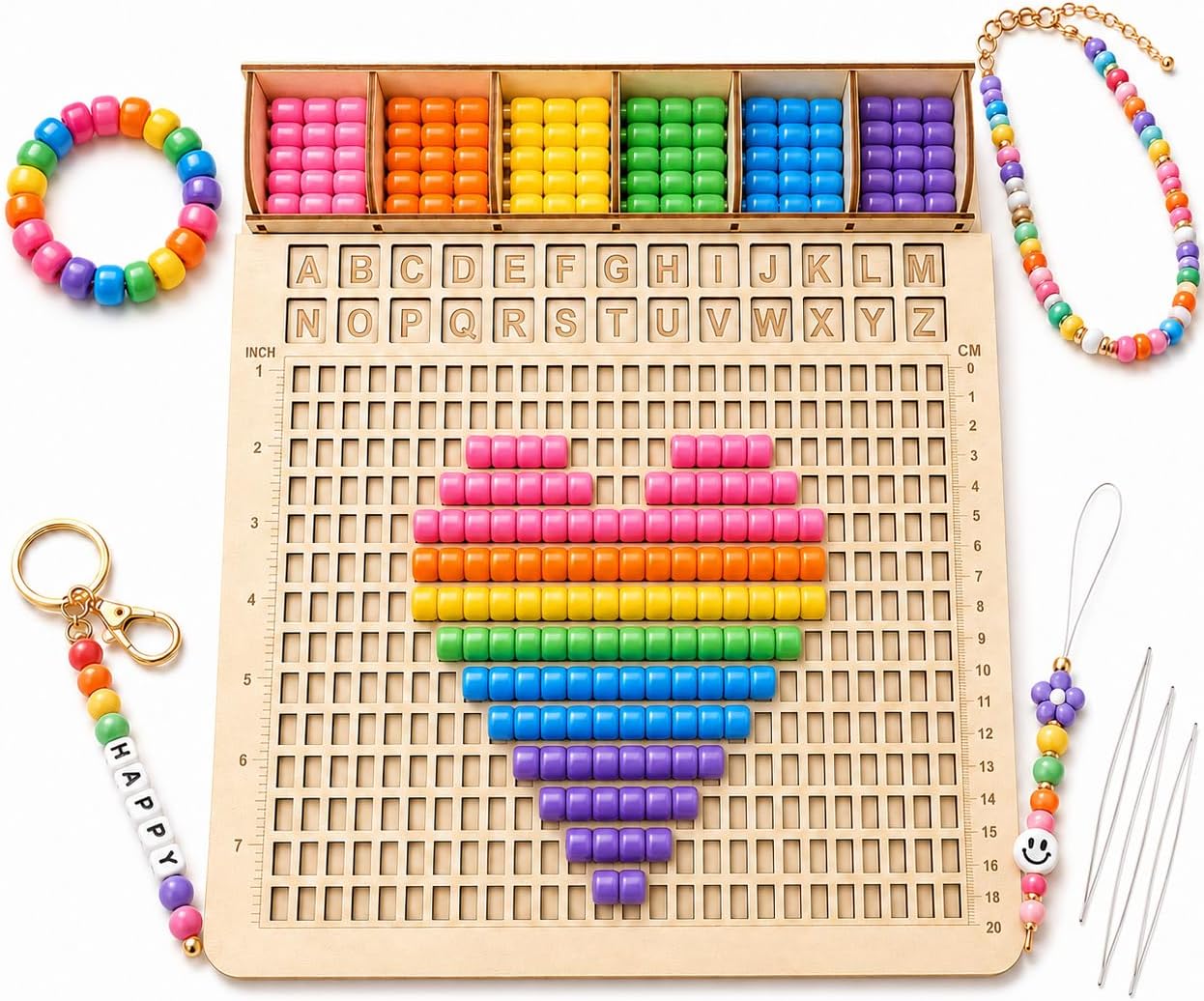 FVUILH Wooden Pony Bead Board, Fast Stringing Kandi Design Tray