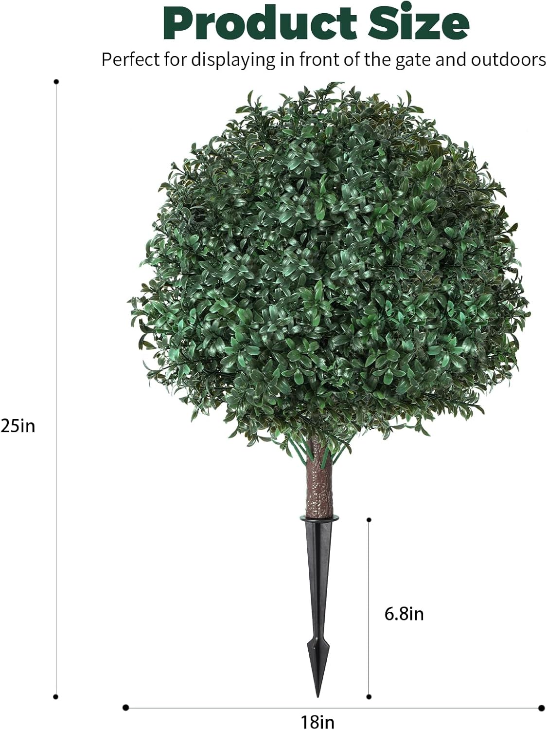 2 Pack Artificial Urn Filler, Artificial Boxwood Topiary Shrubs, UV-Resistant Evergreen Plants, Indoor/Outdoor Decoration, Suitable for porches, courtyards, Gardens, and Flower beds