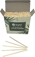 Vista 3 de KingSeal - Agitadores de café de bambú, 2000 unidades, 5.5 pulgadas, extremo cuadrado, 100% renovables y biodegradables, 2 cajas x 1000 agitadores