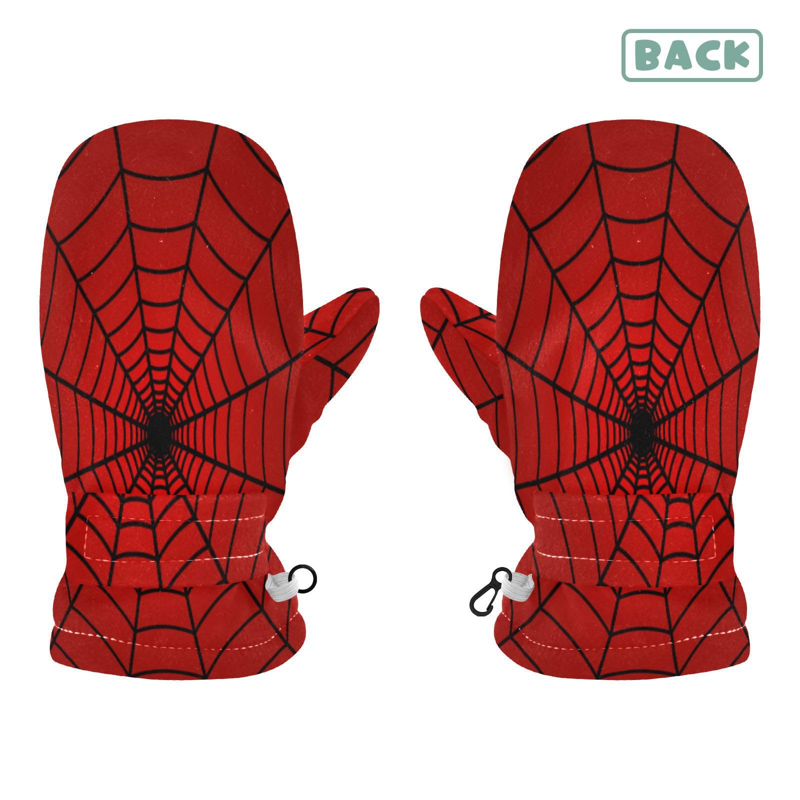 Plaaee Toddler Mittens Red Spider Web Winter Snow Glove mitten Warm Fleece Kid Ski Gloves for Boys Girls