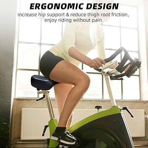 Miniatura 4 de Oversized Bike Seat for Men & Women Comfort, Extra Wide Soft Padded Bicycle Seat Cushion, Large Comfortable Replacement Saddle for Peloton,