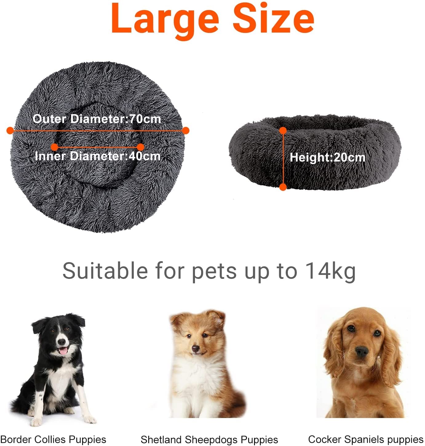 OKPOW Donut Dog Bed Large Washable - Image 2