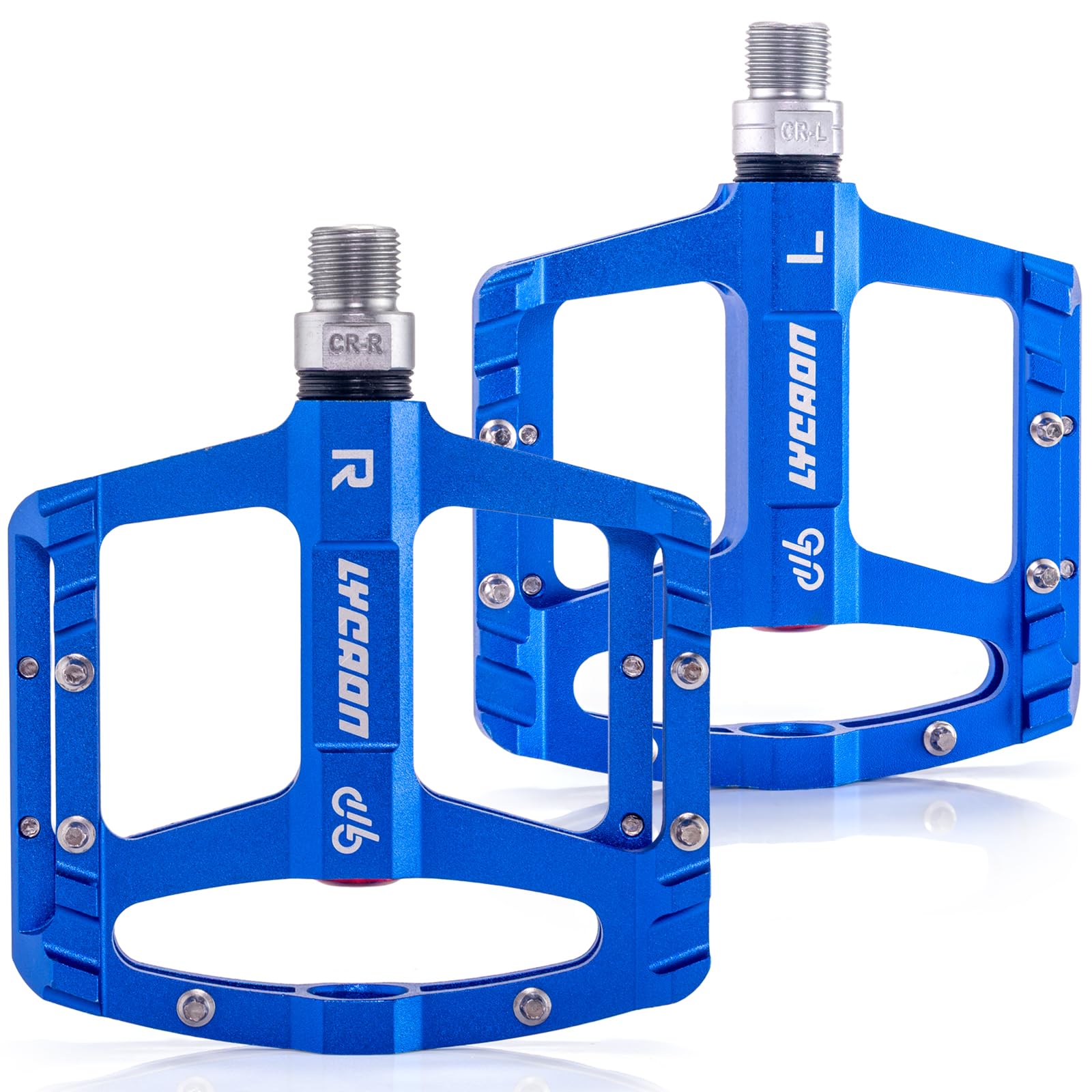 LYCAON Pedali per Bicicletta, Pedale per Bici Antiscivolo in Lega di alluminio CNC, CR-MO & 3 Pedali Cuscinetti per BMX MTB 9/16 Pollici