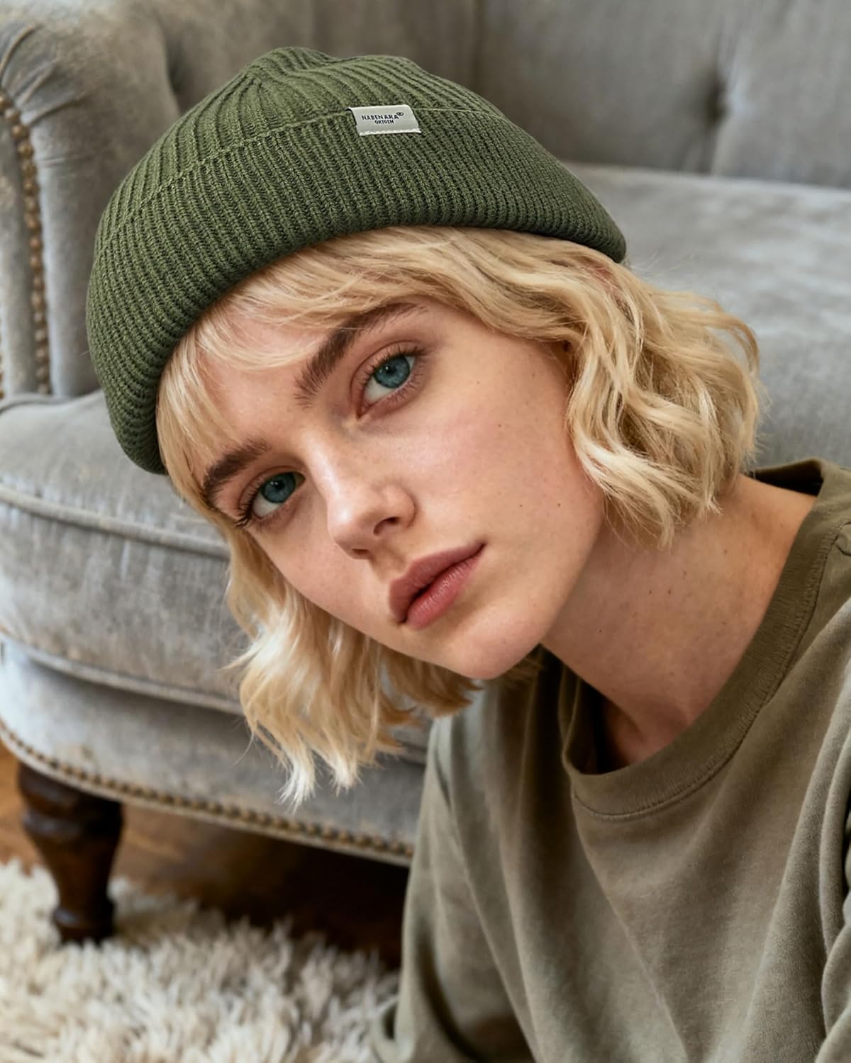 Clakllie Trawler Beanie Watch Hat Knit Cuffed Skullcap Roll-up Edge Stocking Hats Rolled Cuff Knitted Hat Ski Cap - Image 2