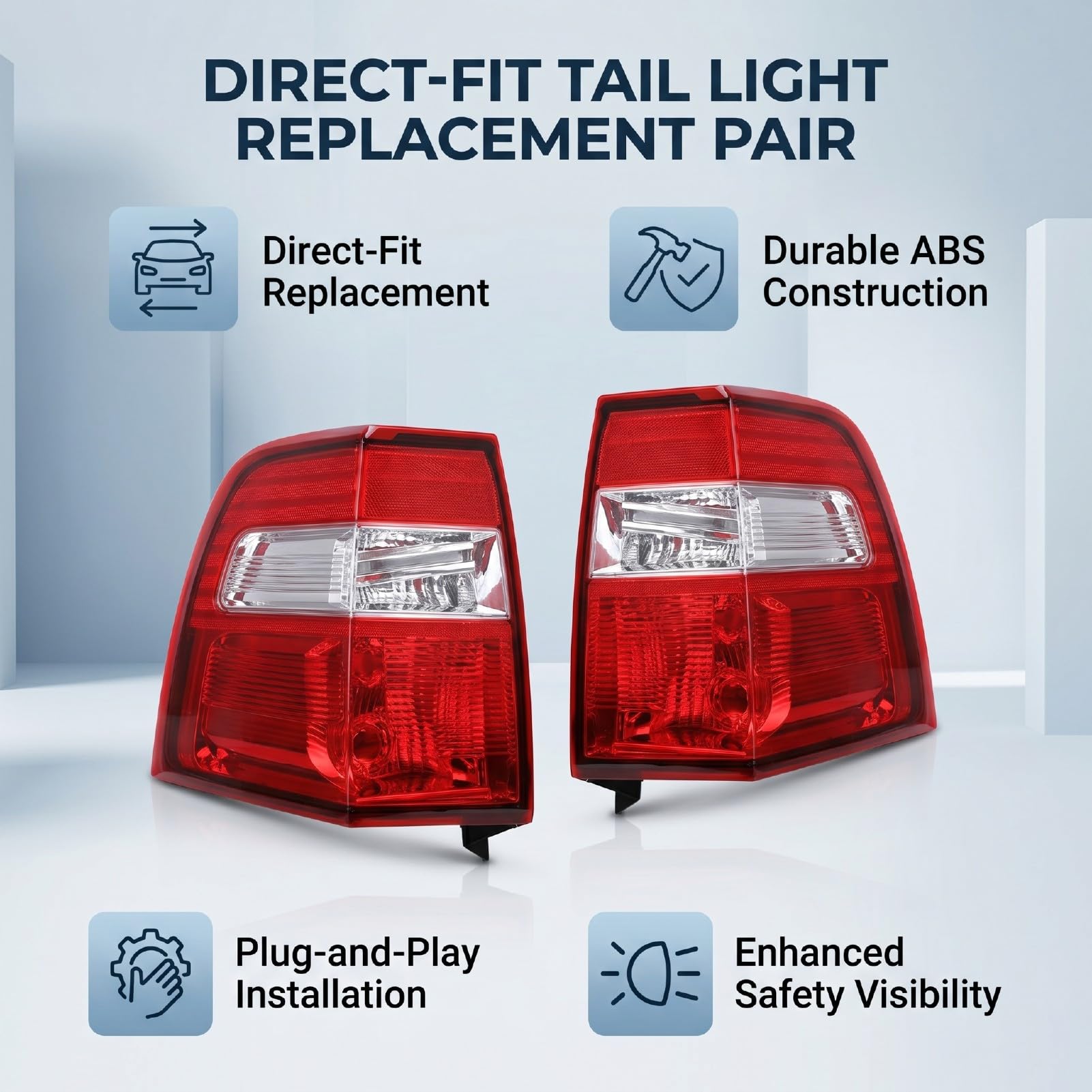 Tbest Conjunto de Luces Traseras Izquierda y Derecha, Pilotos Traseros con Conectores Estándar, par for Reemplazo de Luz Trasera