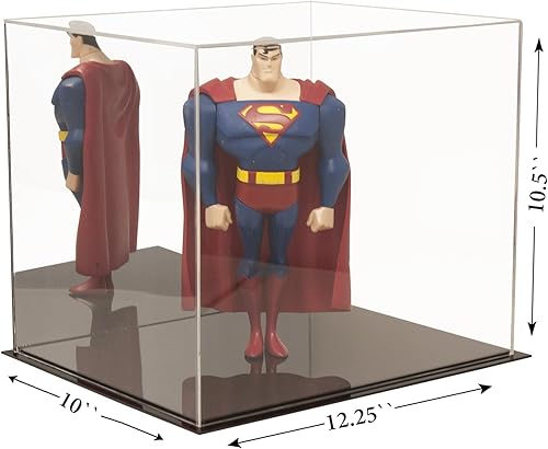 Vista 645 de Better Display Cases Versátil vitrina de acrílico transparente - Caja rectangular grande con base blanca 18" x 12" x 3" (BK09)