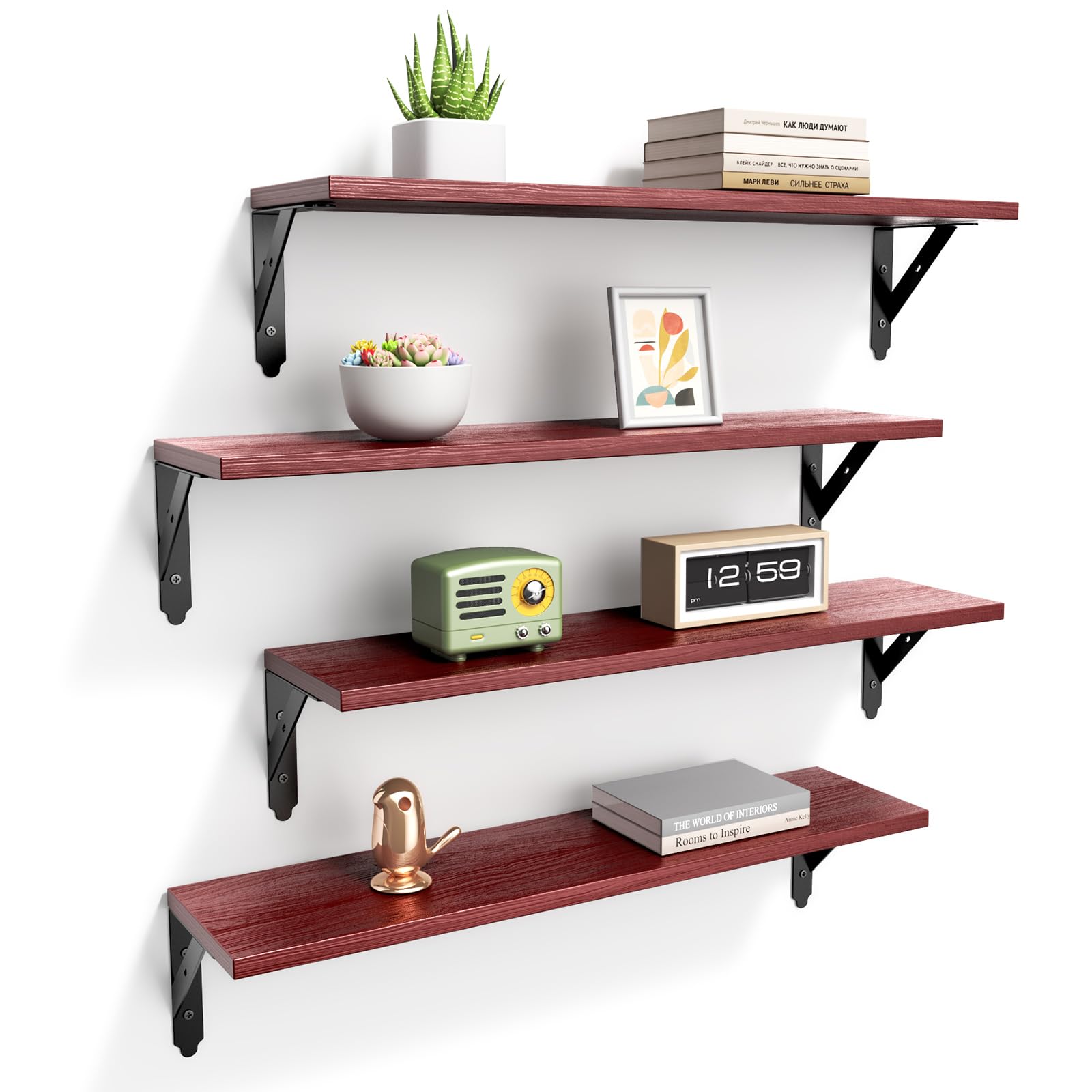 Black Floating Shelves - Set of 4 -11