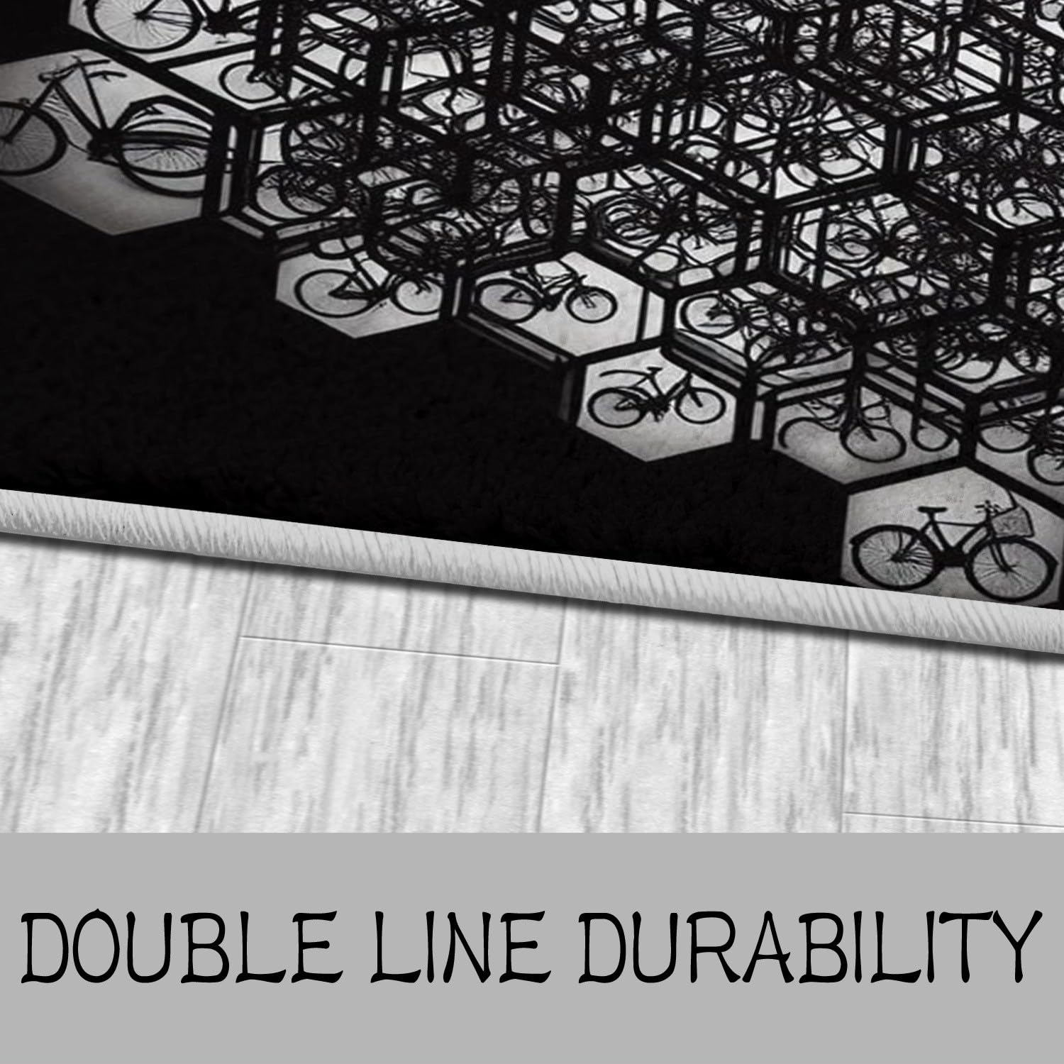 Tappeto antiscivolo 160 x 230 cm nero per soggiorno, tappeto lavabile in lavatrice per camera da letto - Corridori con modello bicicletta per cucina, sala da pranzo e corridoio