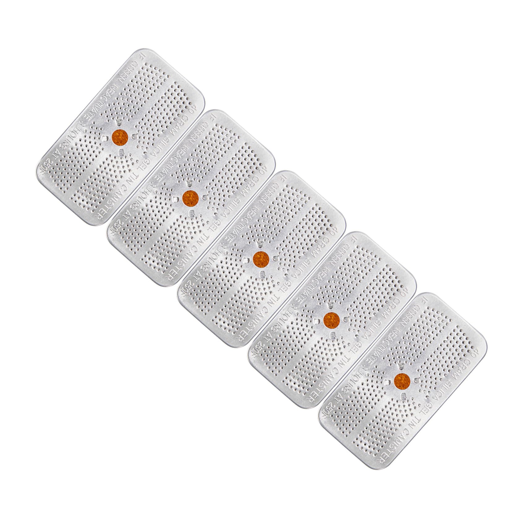 5 Pezzi Essiccante al Gel di Silice Riutilizzabile in Contenitore di Alluminio Arancione da 40 Grammi per Armadi e Casseforti Assorbe Umidità in Sicurezza