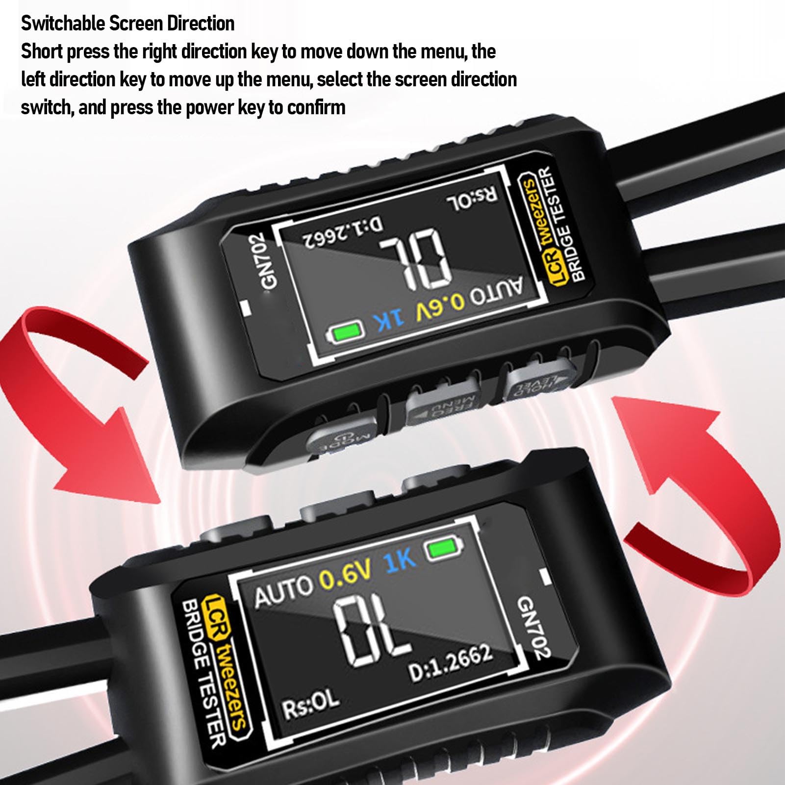 Luocute Digitaler Pinzette-Tester, Auto-Messwiderstand-Kondensator-Dioden Tester mit Beutel für SMD-Induktivität Messung, Elektronische Bauteil Prüfung