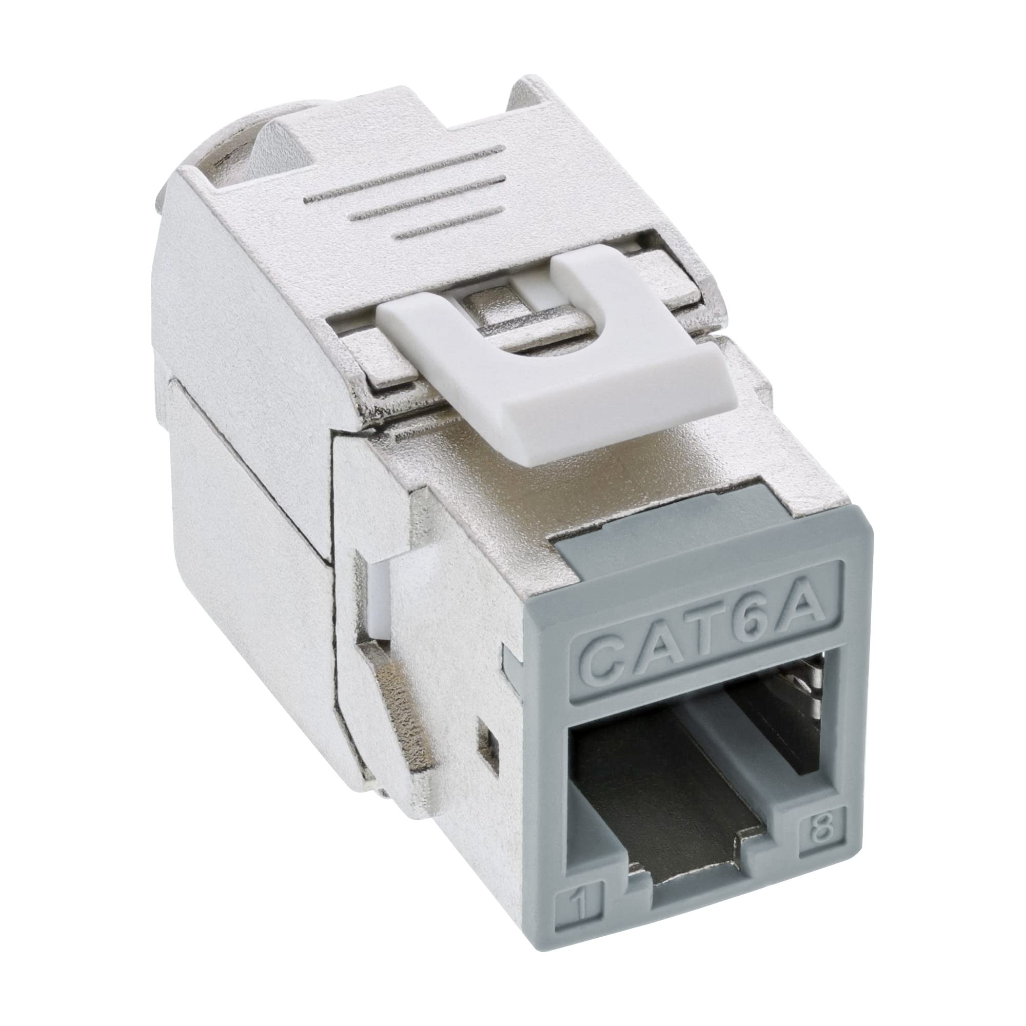 8-pak InLine® Keystone RJ45 gniazdo, ekranowane, Cat.6A, szary